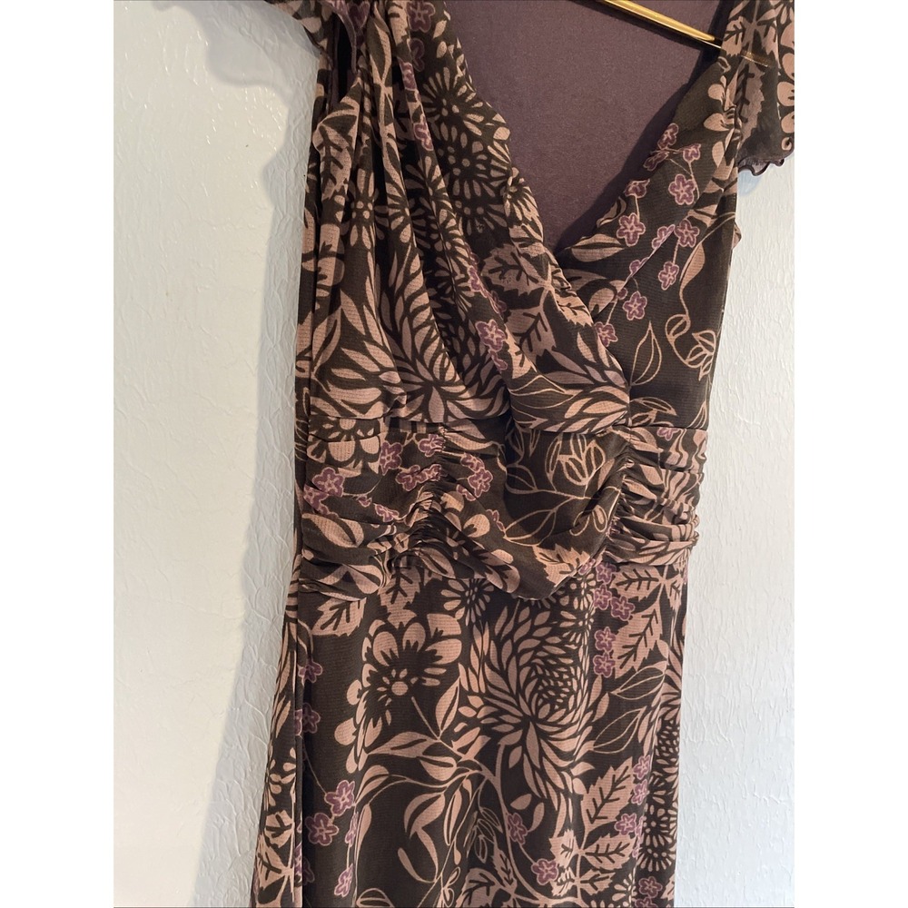 Vintage 90s Isabella Bird Brown Mesh Midi Dress Fairycore Whimsigoth Woodland Xs - Picture 5 of 9